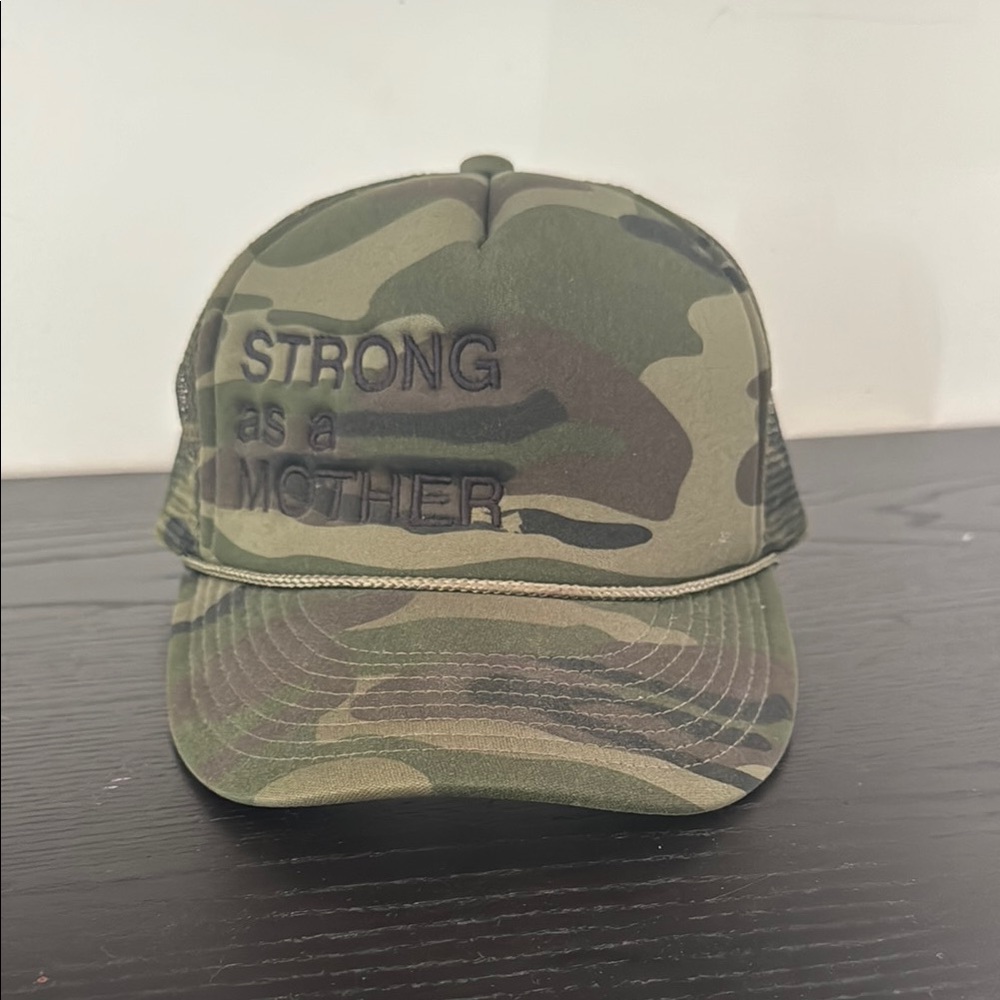 Camouflage Trucker Hat with Embroidered Text